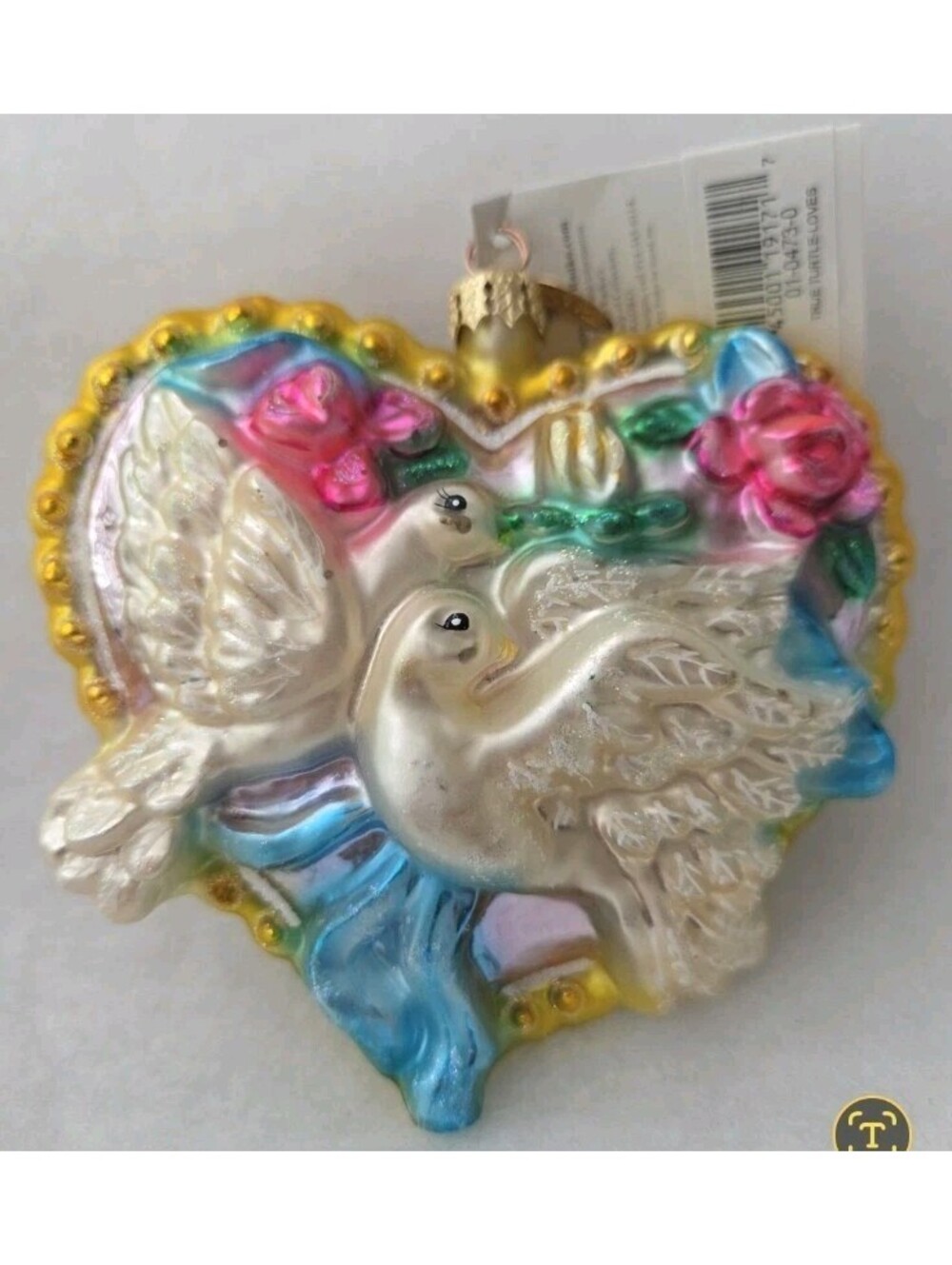 Christopher Radko '01 True Turtle Loves Heart Dove Christmas Valentine Ornament